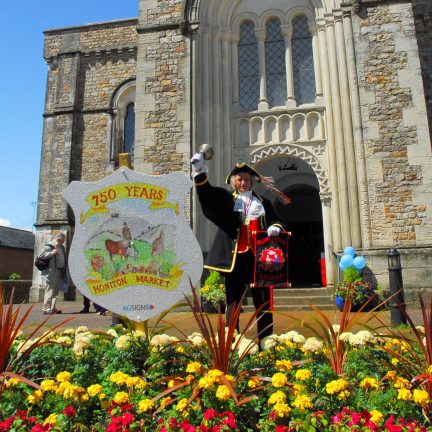 Town Crier Dave Retter opening the first Honiton Market Charter Day in 2007