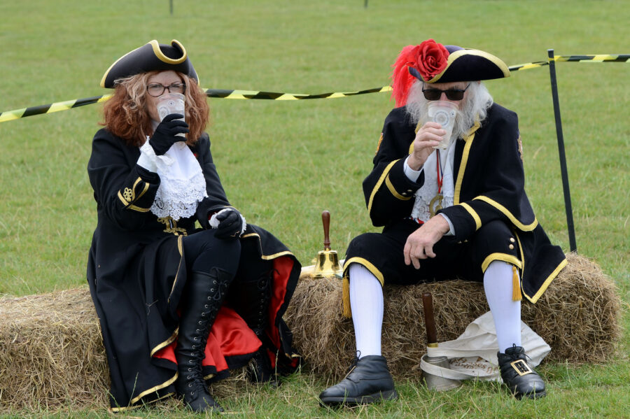 Thirsty Town Criers Dave Retter & Caroline Kolek at Honiton Market Charter Day 2025